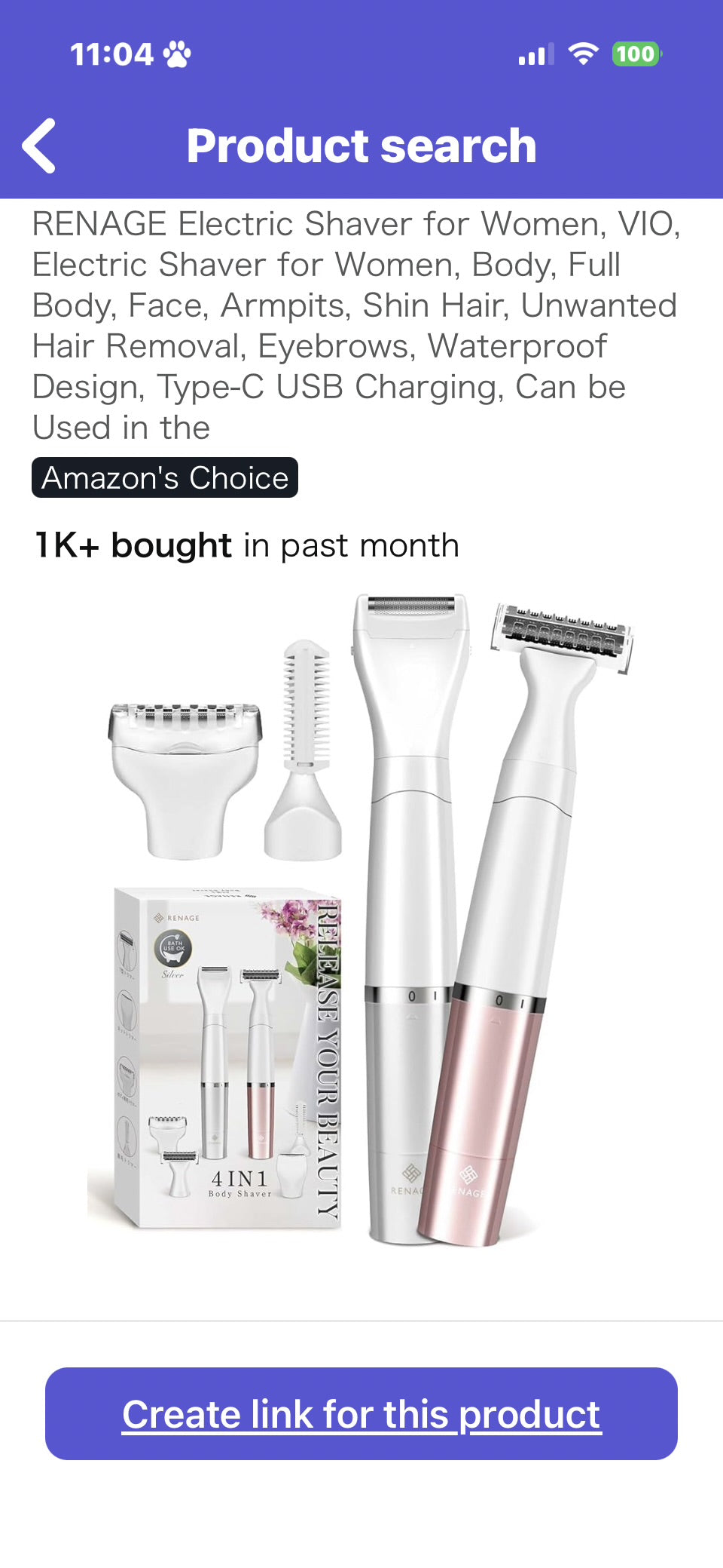 Electric shaver for women